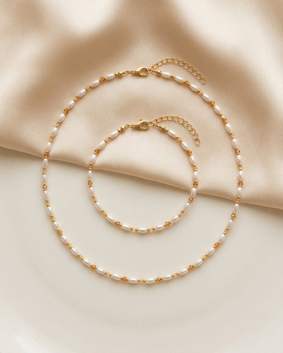 סט פנינה כתום - תמונה 2